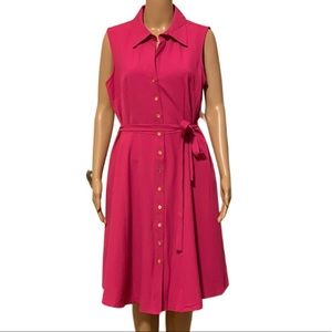 Pink Neiman Marcus Sleeveless Shirt Dress Size 12